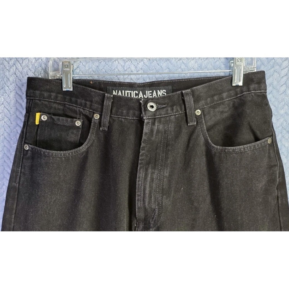 Nautica Jeans Co Mens Relaxed‎ Fit Straight Leg Jeans Size 34x32 Black Denim